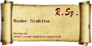 Roder Szabina névjegykártya